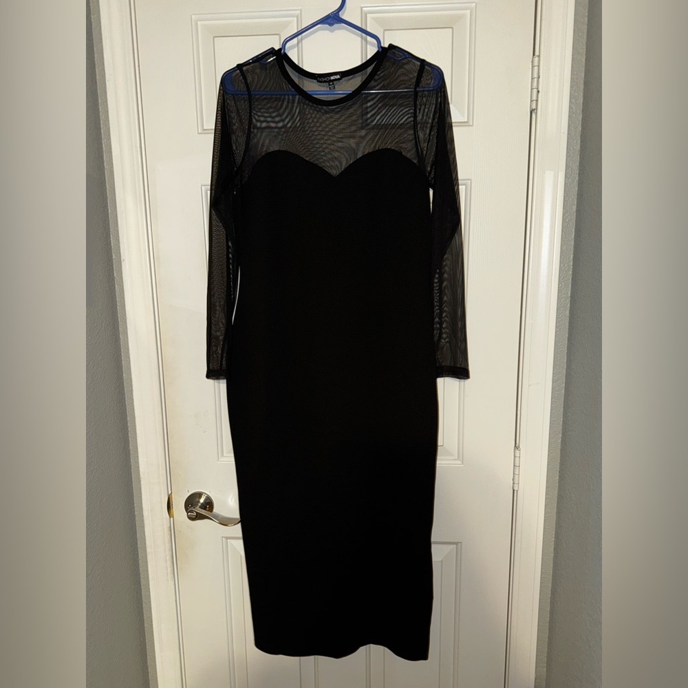 Black Mesh Sheath Dress - Fashion Nova Plus Size